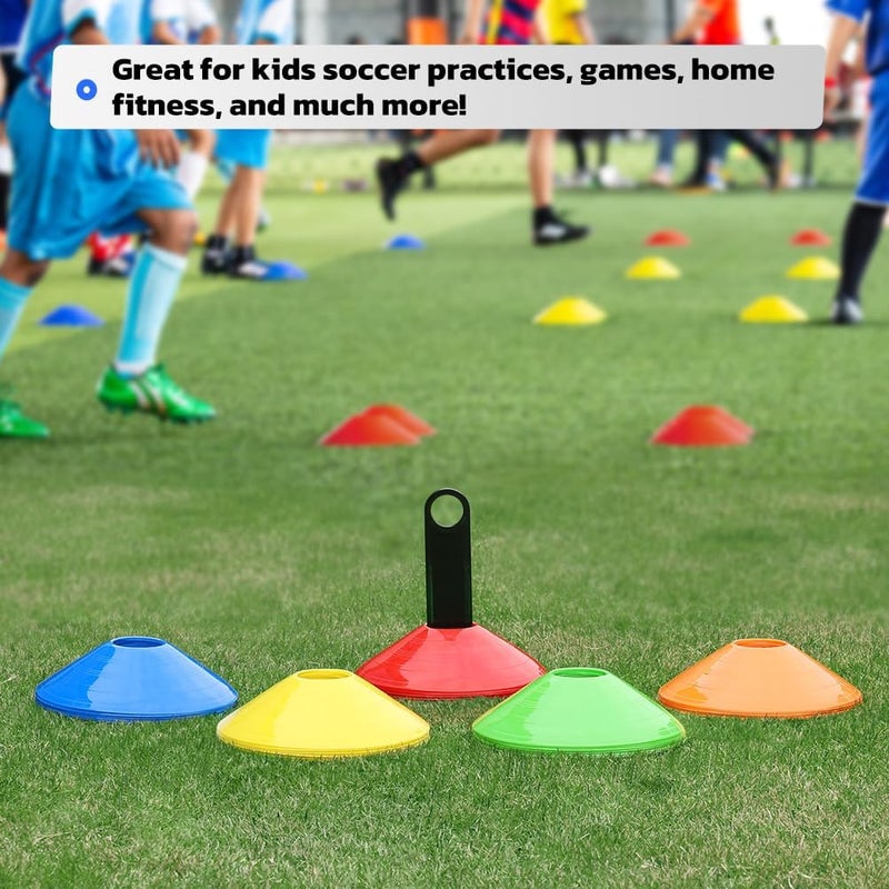GHB Soccer Cones 25/50/100 Pack Disc Soccer Sport Cones Training Field Marker Agility Cones for Traffic, Basketball, Coaching, Practice Equipment Includes Cone Drills Guide - Image 3